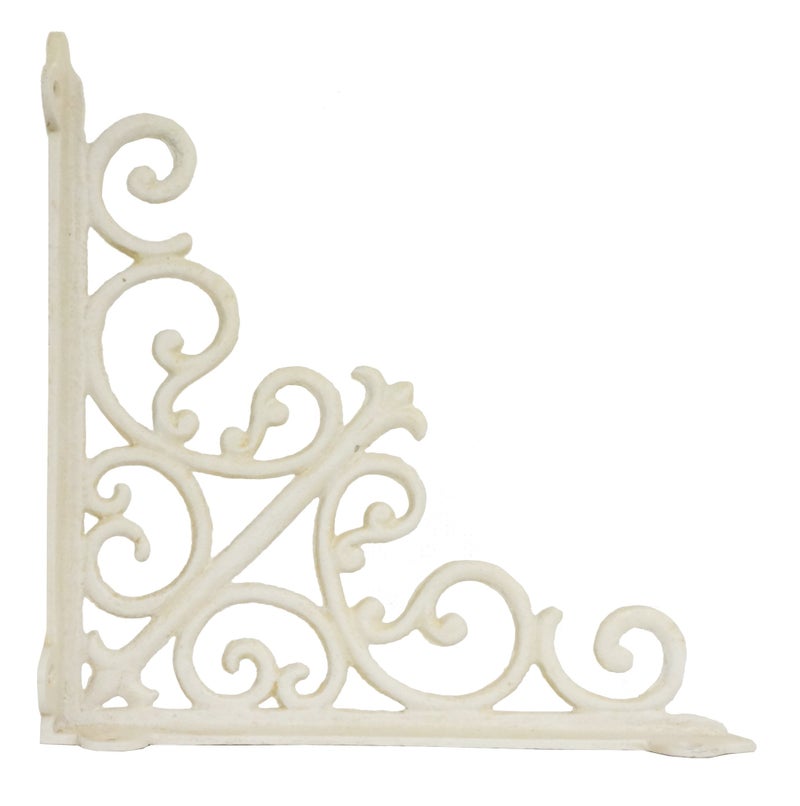 NACH Decorative Shelf Brackets, 2 Pack of 10.6 x 2 x 10.6 inch, Antique White Cast Iron Wall Shelf Brackets - Decorative Bookshelf Brackets - Victorian Style Shelf Bracket - Image 2